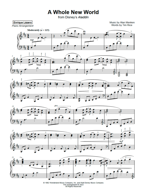 aladdin sheet music