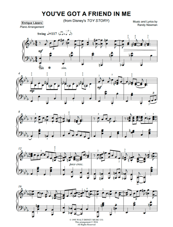 Toy Story piano sheet music